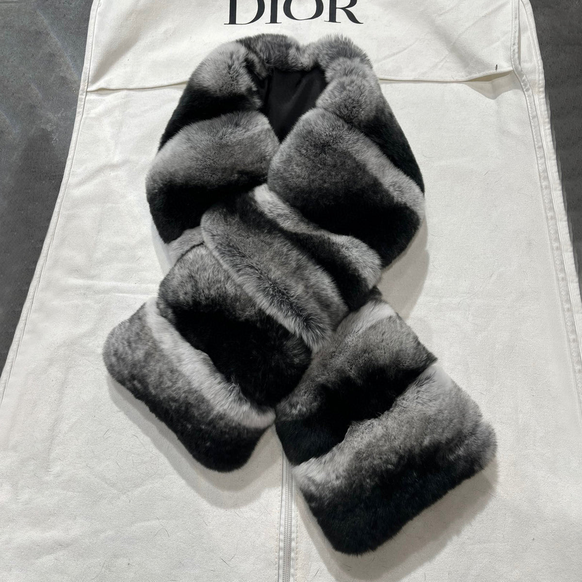 Dior Striped Rex Rabbit Fur Scarf Ngvp #6872