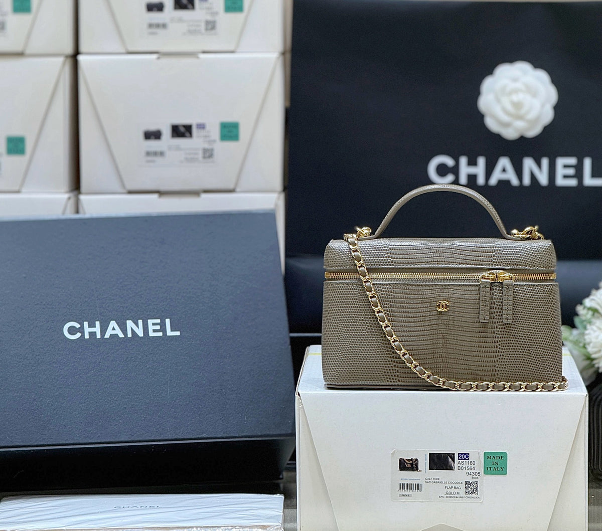 Chanel Lizard Pattern LP Lunch Box Bag #388535