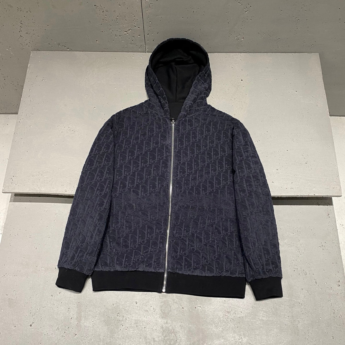 Dior Men's Fall/winter Fashion Casual Solid Color Hooded Zipper Jacket With Oblique Textured Jacquard Reversible Design Jacket #79571