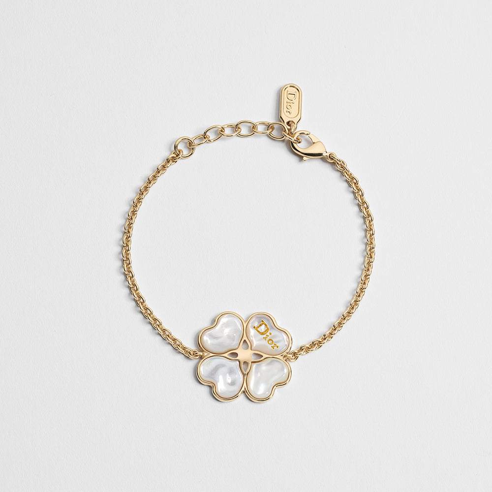 DIOR Dior Sparkling Clover Bracelet Gold-Finish Metal and Mother-of-Pearl #385419