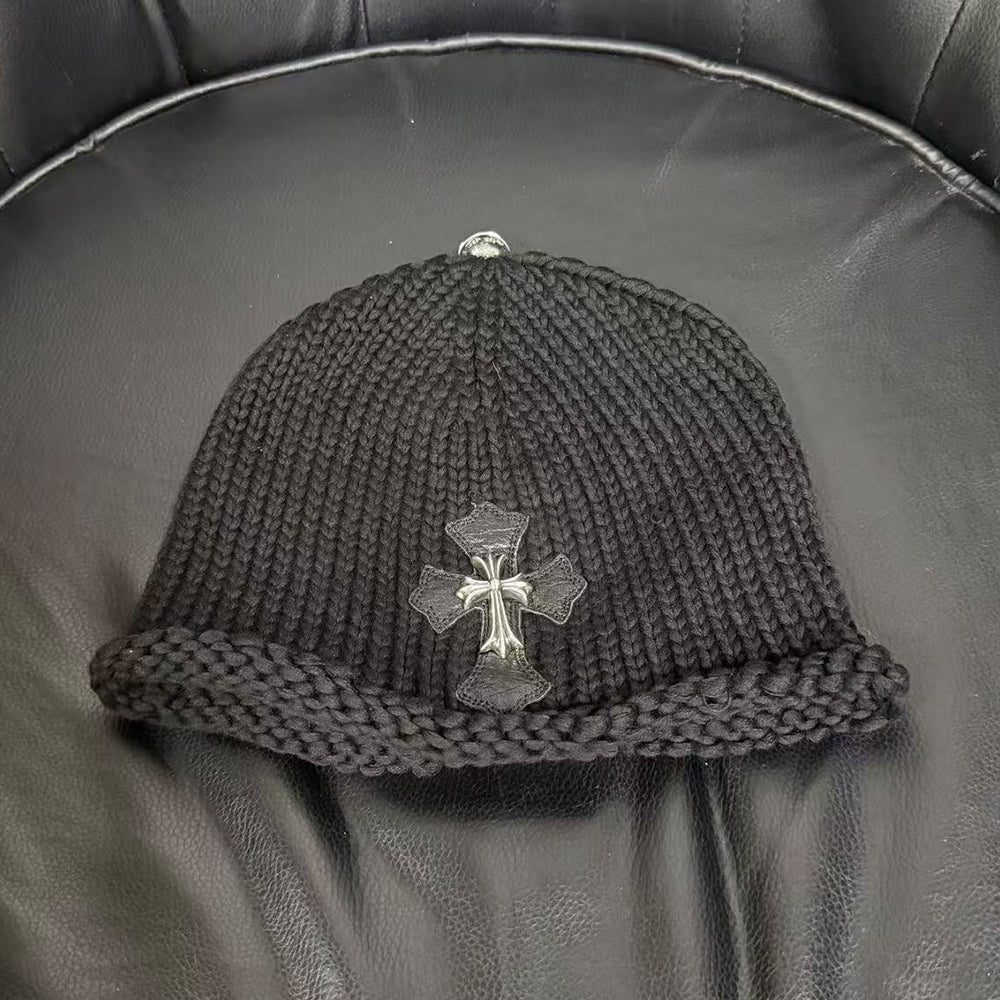 Chrome Hearts Sterling Silver Leather Embellished Cold Hat #333922
