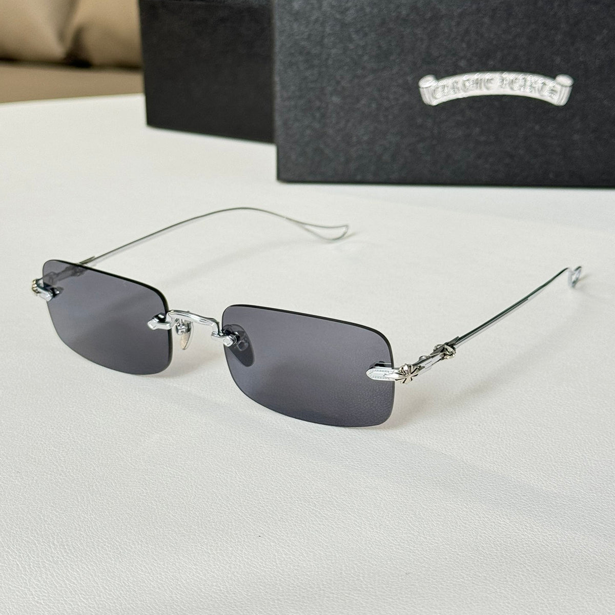 Chrome Hearts Men's and Women's Classic Square Frameless Round Mirror Logo Temple Marking Sunglasses Eyewear Accessories #79152