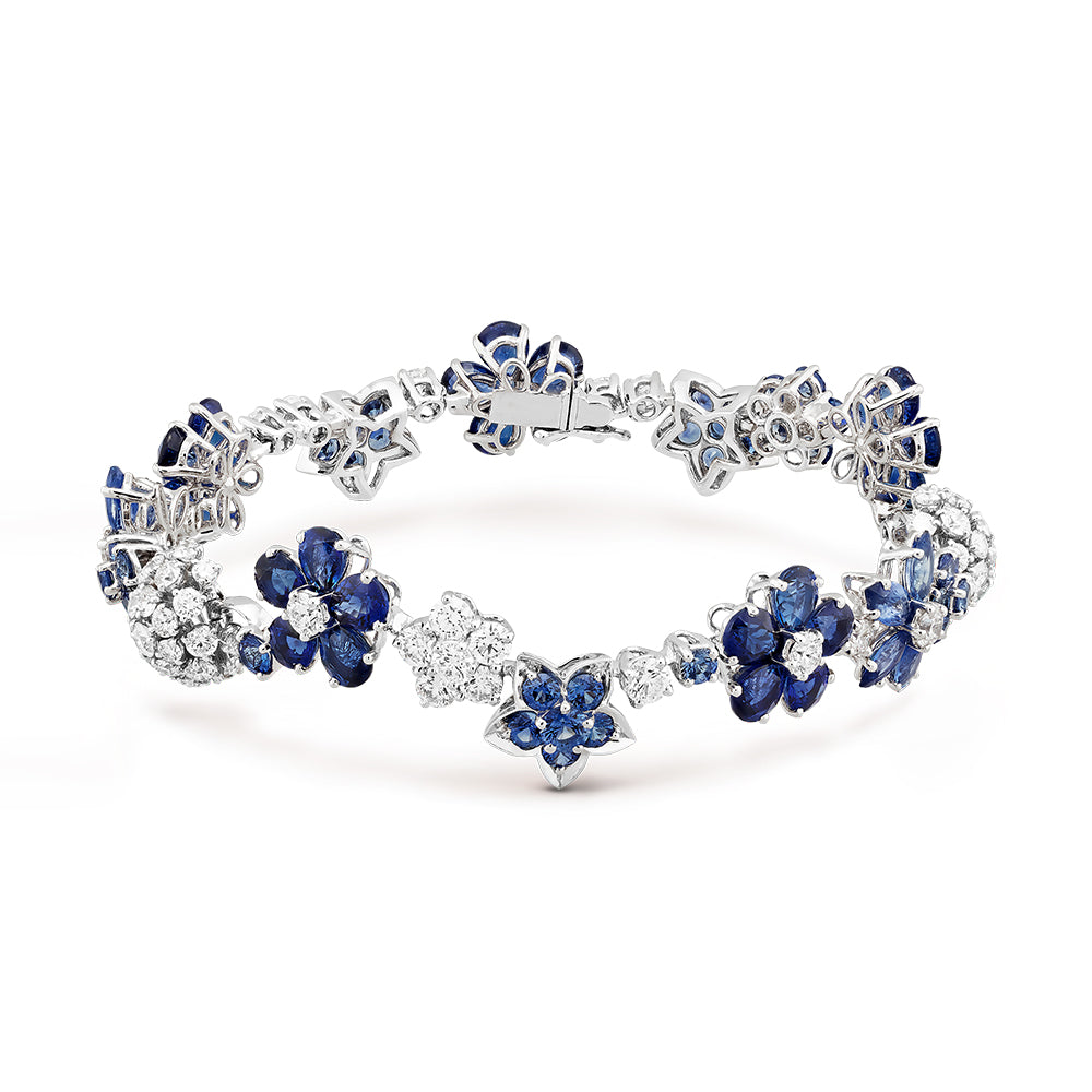 Van Cleef&Arpels Folie Des Prés Bracelet 18k White Gold Sapphires Diamonds #389289