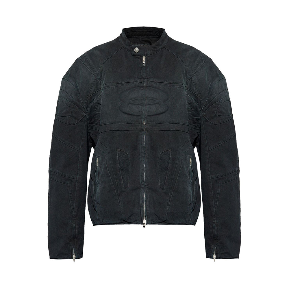 Balenciaga Embossed Logo Denim Jacket #378489
