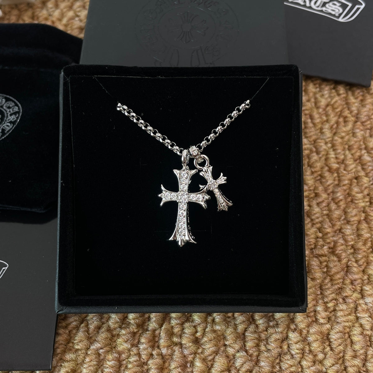 Chrome Hearts Double Cross Necklace #385196