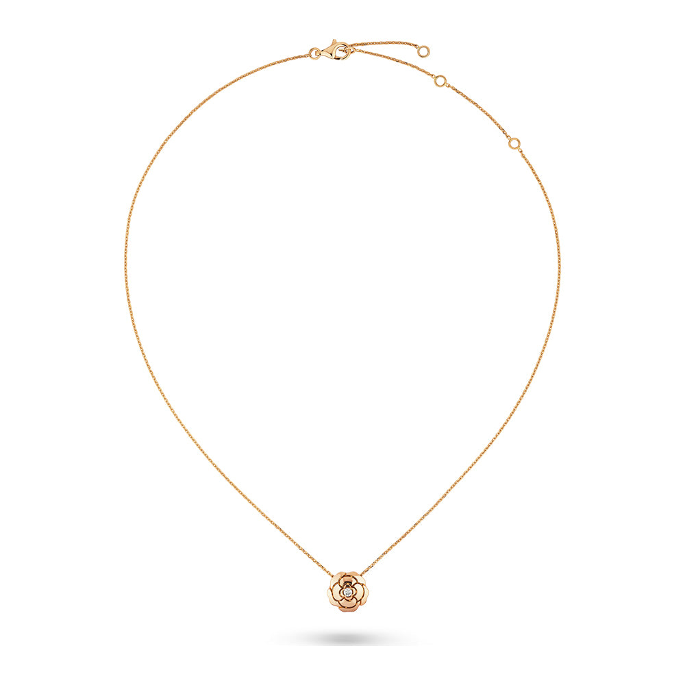 CHANEL Extrait de Camélia Necklace Rose Gold J11660 #389826