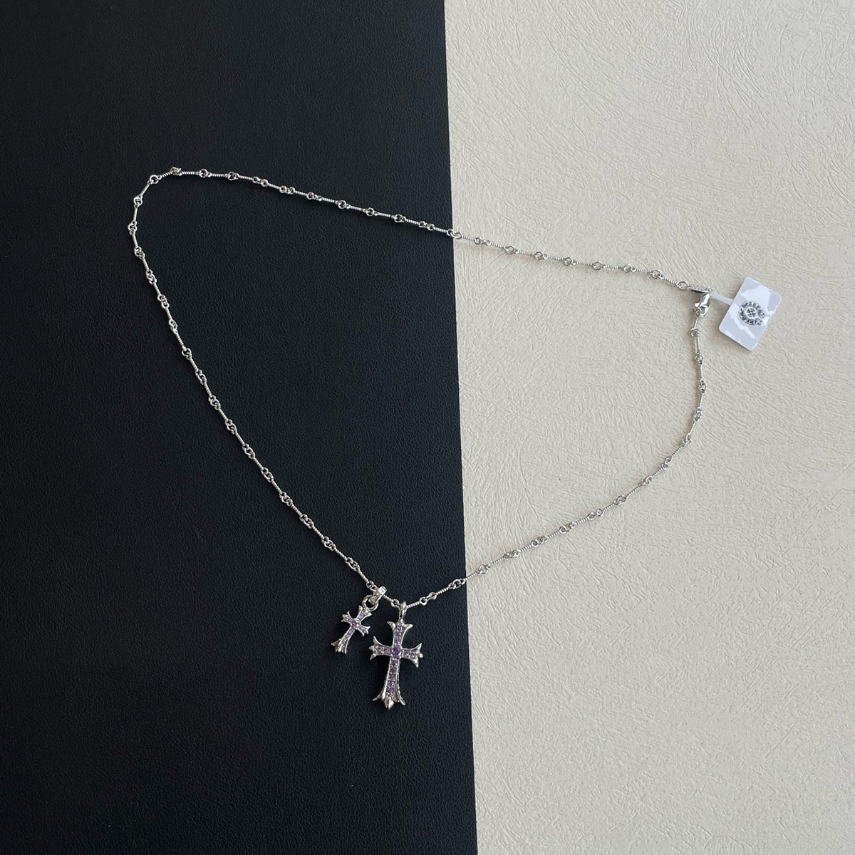 Chrome Hearts Double Cross Diamond Necklace 55CM#388331