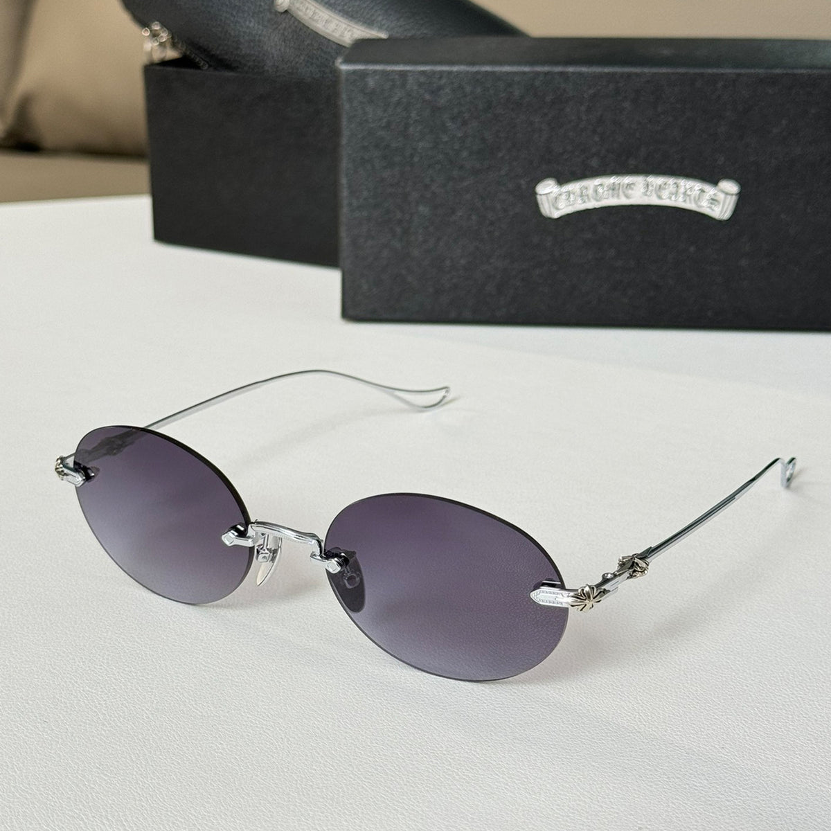 Chrome Hearts Men's Women's Round Rimless Sunglasses Retro Trend Fashion Casual Temperament Eyewear #71655
