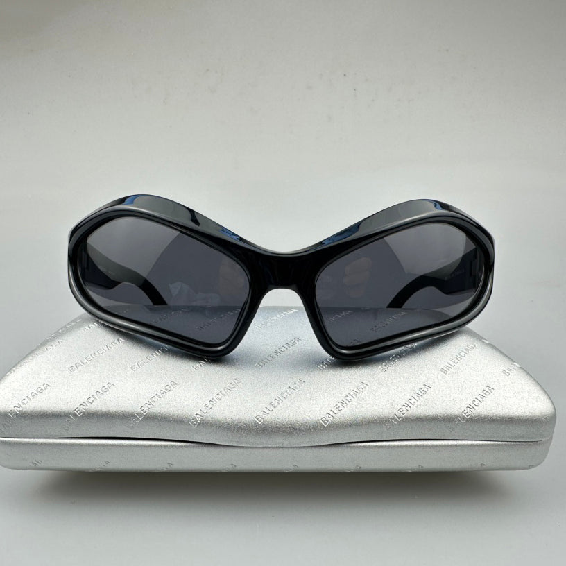 Balenciaga Women's Black Lens Legs Logo Monogram Nylon Irregular Shape Sunglasses Eyeglasses Glasses #74874