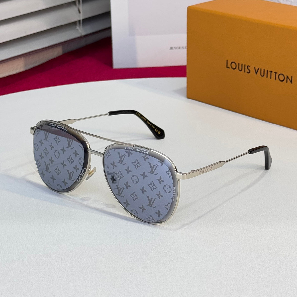 Louis Vuitton LV SUPER VISION METAL PILOT SQUARE Men's Aviator Style Sunglasses Eyeglasses Glasses #75583