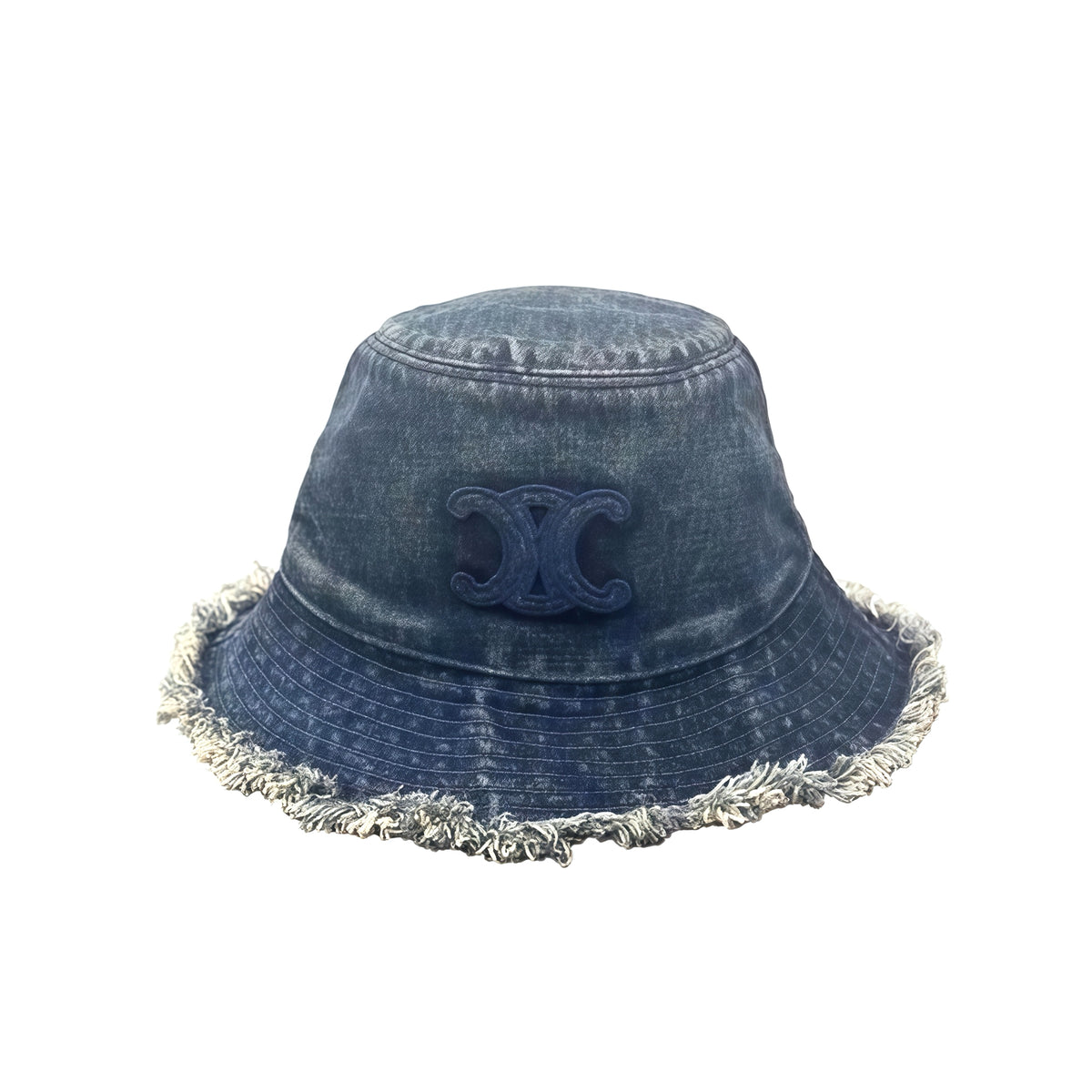 Chanel Women's Solid Colour Washed Denim Fringed Raw Edge Fisherman's Hat Cap #76781