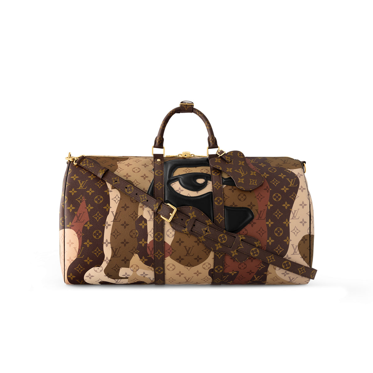 Louis Vuitton  LV Portrait Coated Canvas + Cowhide Leather Travel Bag KEEPALL BANDOULIERE 55 #96194