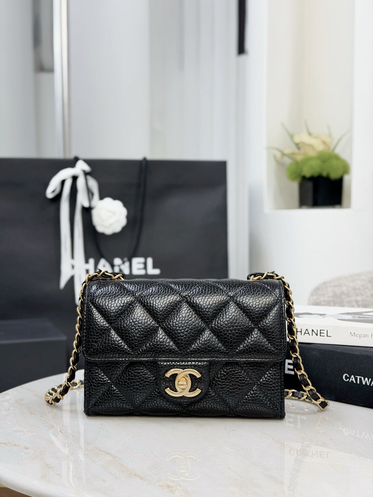 Chanel Pebbled Leather Mini Flap Bag #388062