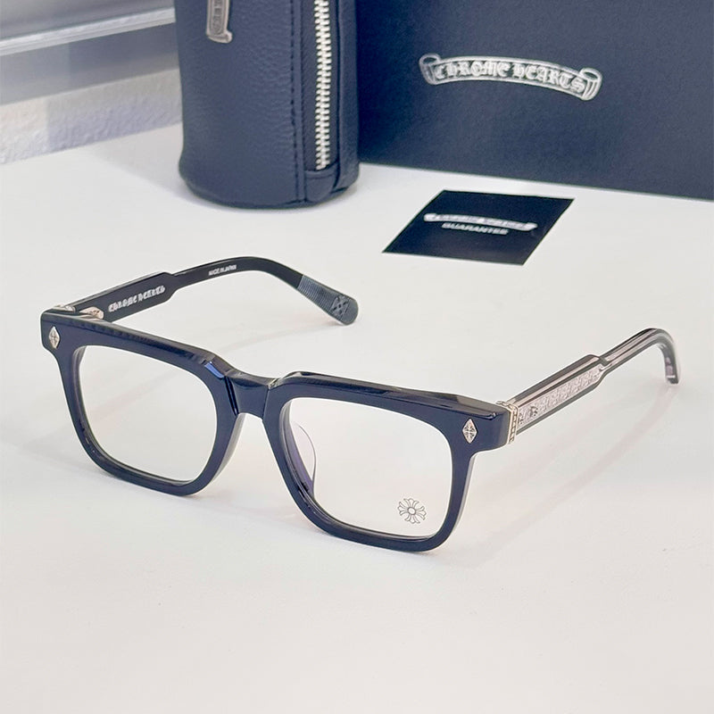 Chrome Hearts ﻿Men's And Women's Solid Color Mirror Arm Engraved Cross Solid Color Fashion Square Glasses #71834