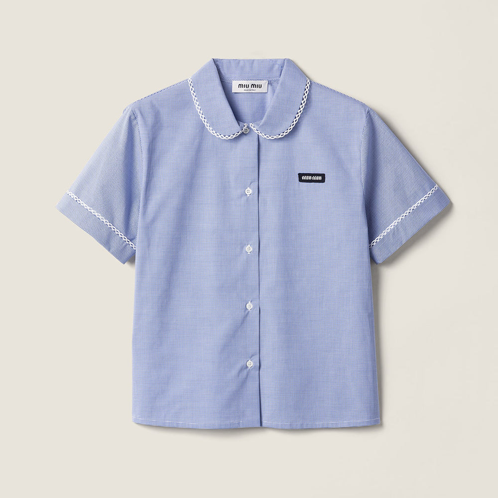 MiuMiu White light Blue Gingham Shirt Miniskirt #379218