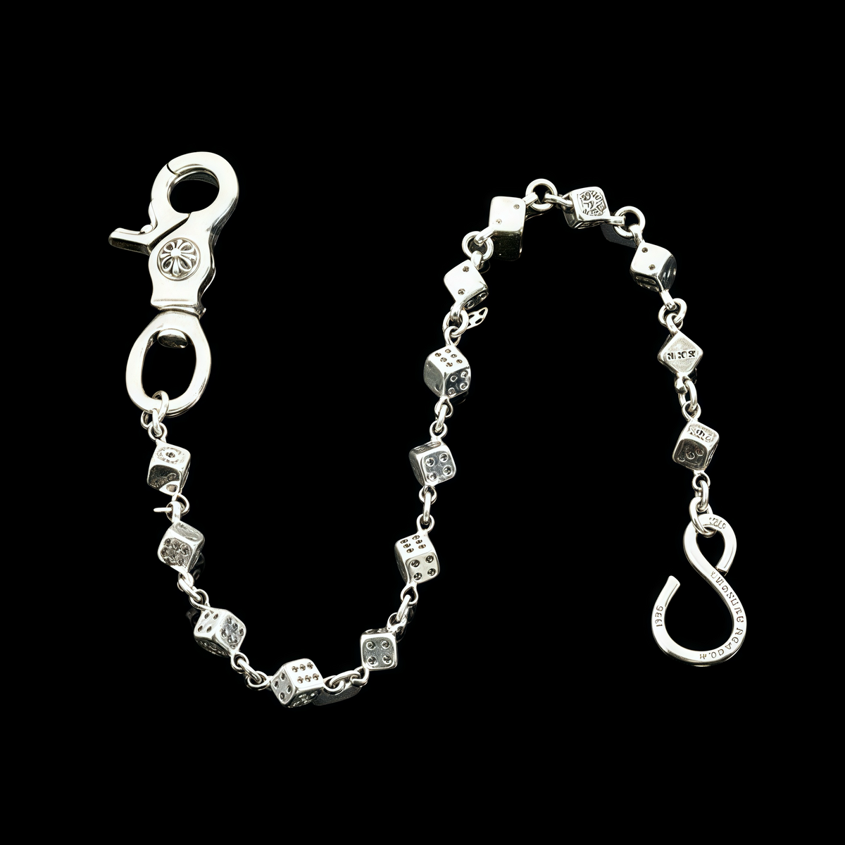 Chrome Hearts Pants Chain 14 Dice 925 Silver Keychain Fashion Trend Hip Hop Punk High Street Accessories  #81426