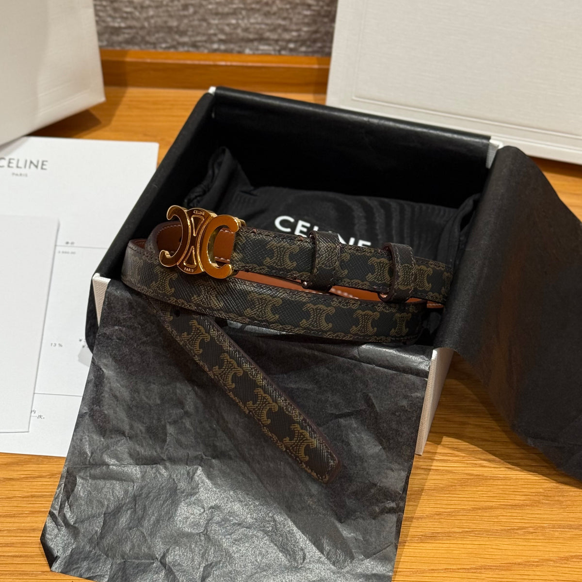 Celine TRIOMPHE Women's Fashion Classic Printed Pattern Leather Belts in 1.8cm And 2.5cm Widths Belt Accessories #78864