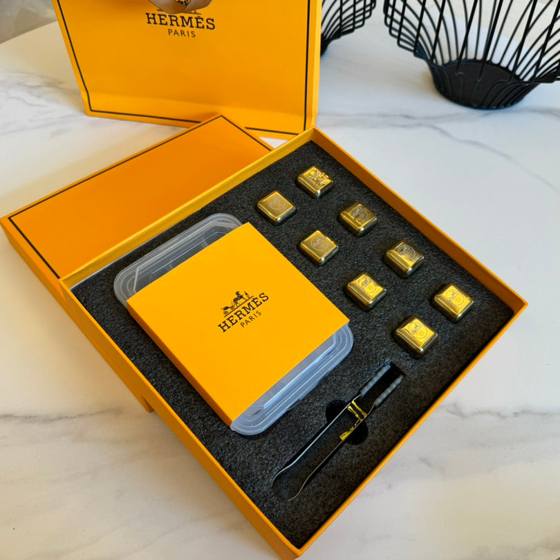 Hermes Stainless Steel Ice Cube Ice Wine Stone Set #72814