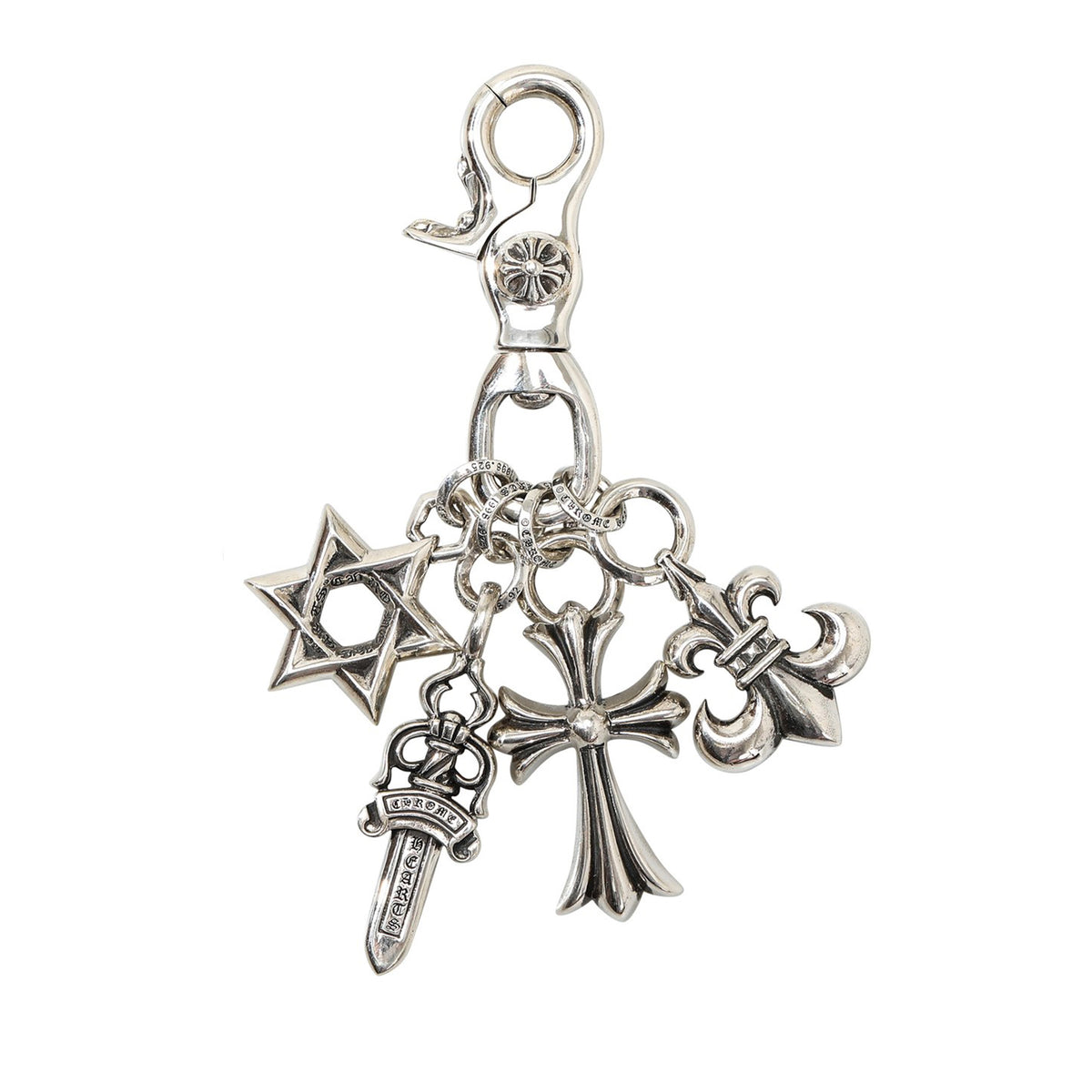 Chrome Hearts Multi-element Keychain Cross Pentagram Fashion Trend High Street  Accessories 925 Silver #81425