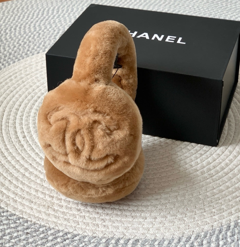 Chanel Men's and Women's Solid Color Embroidered Letter Logo Wool Warm Earmuffs #73888