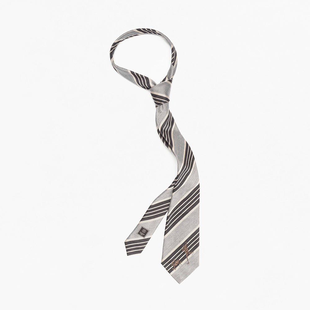 CHANEL Tie Silk Jacquard Grey Beige Black Brown #393308