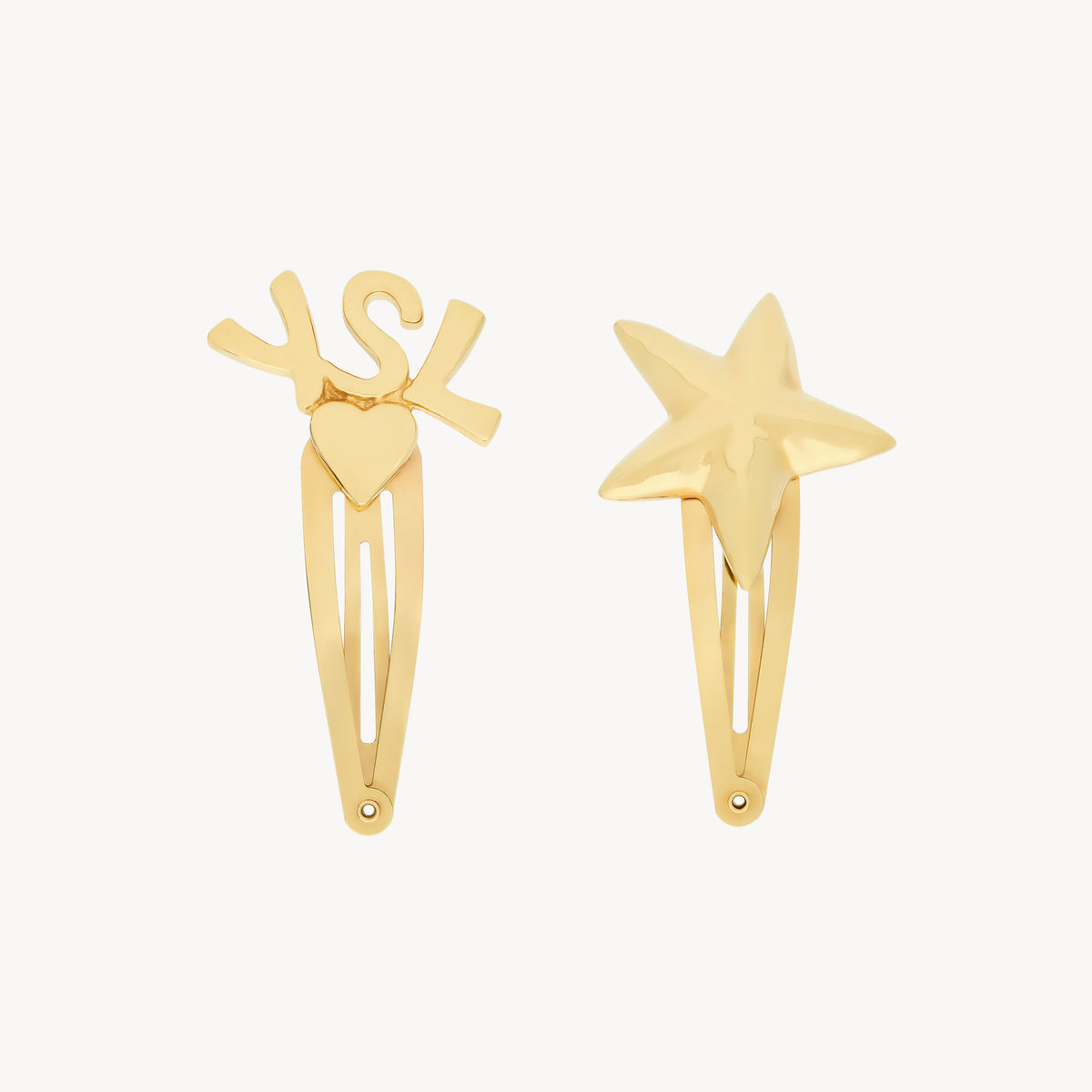 SAINT LAURENT CASSANDRE Women's Fashion Casual Solid Color Alphabet Heart Star Hair Clip Set With BB Clips Openwork Alphabet Gold Triangle Shark Clips Hair Accessories #79361