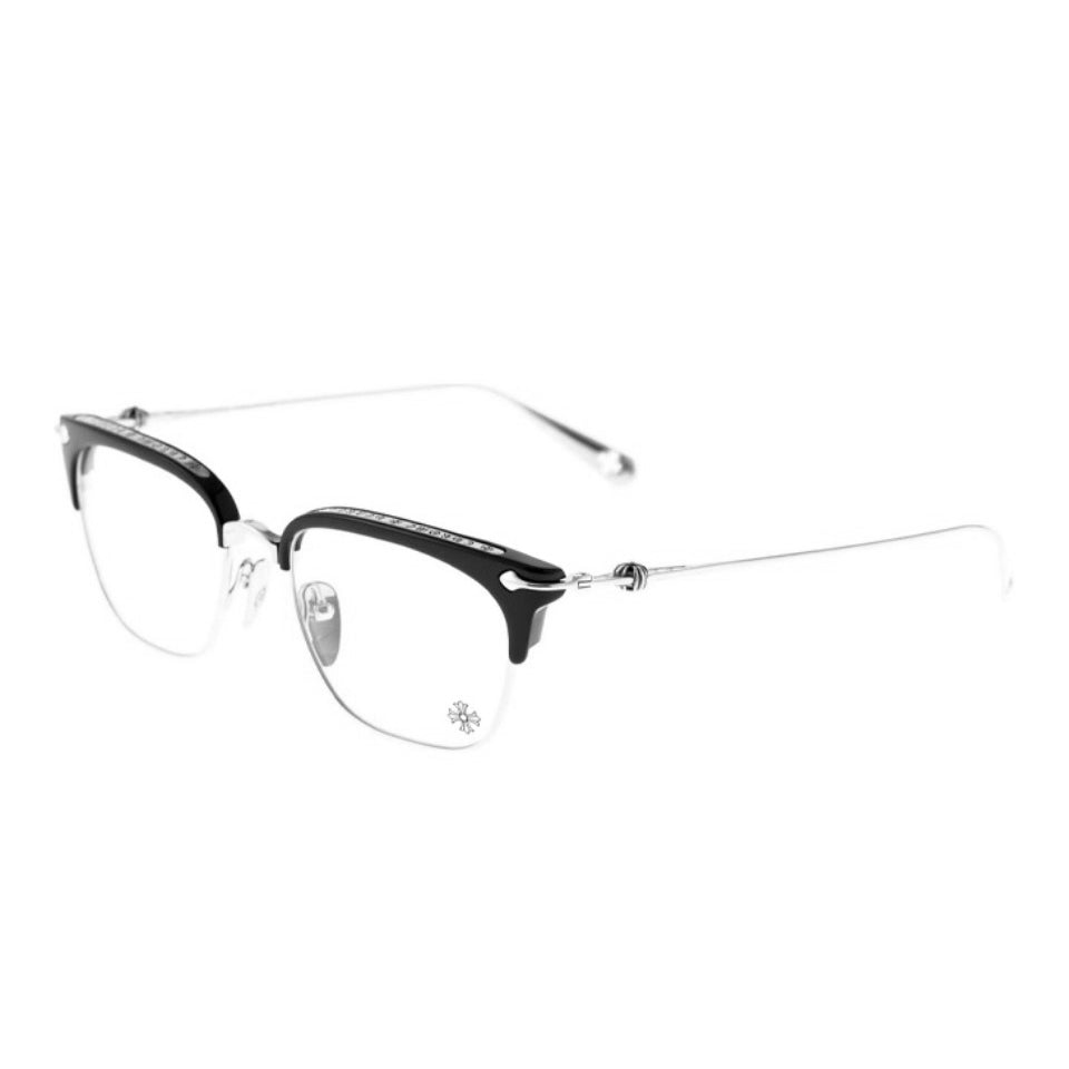 Chrome Hearts Men's And Women's Silver Crosses Flowers Create Titanium Square Optical Frames Eyeglasses Glasses #73134