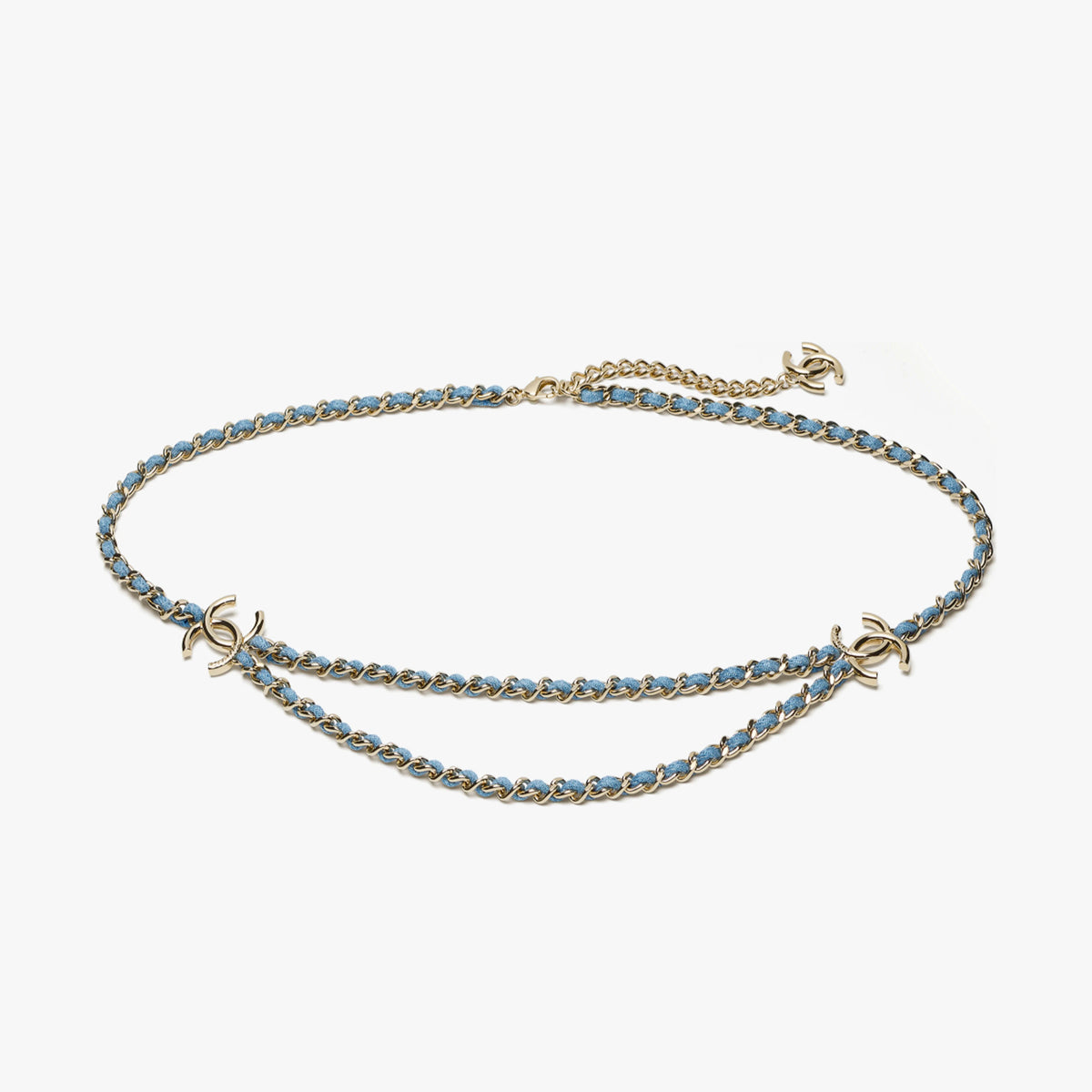 Chanel Women's Two Tone Cross Design Chain Double C Waist Chain Belt Accessories #77196