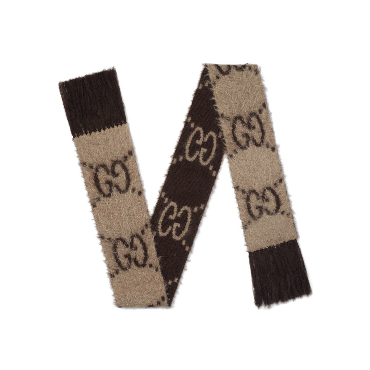 Gucci Men's and Women's GG Mohair Wool Blend Fringe Scarf #96862
