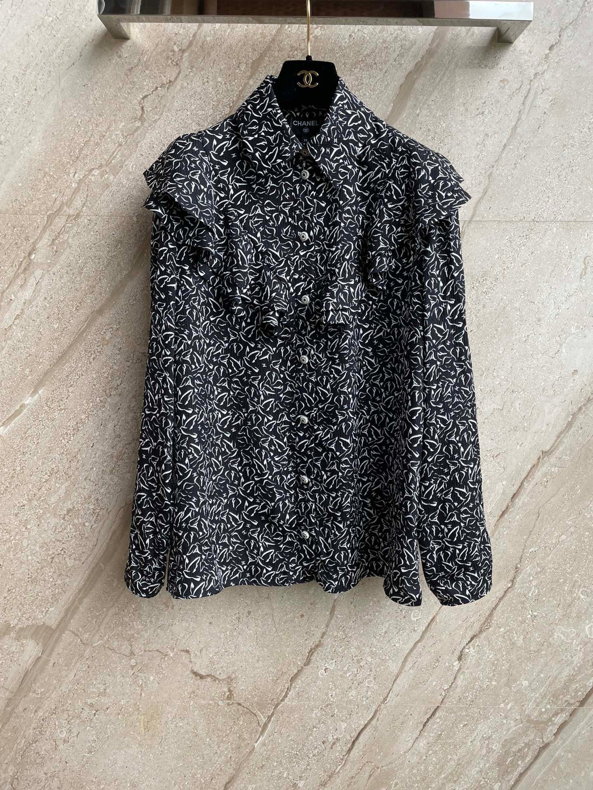 Chanel Silk Dove Print Shirt #378959