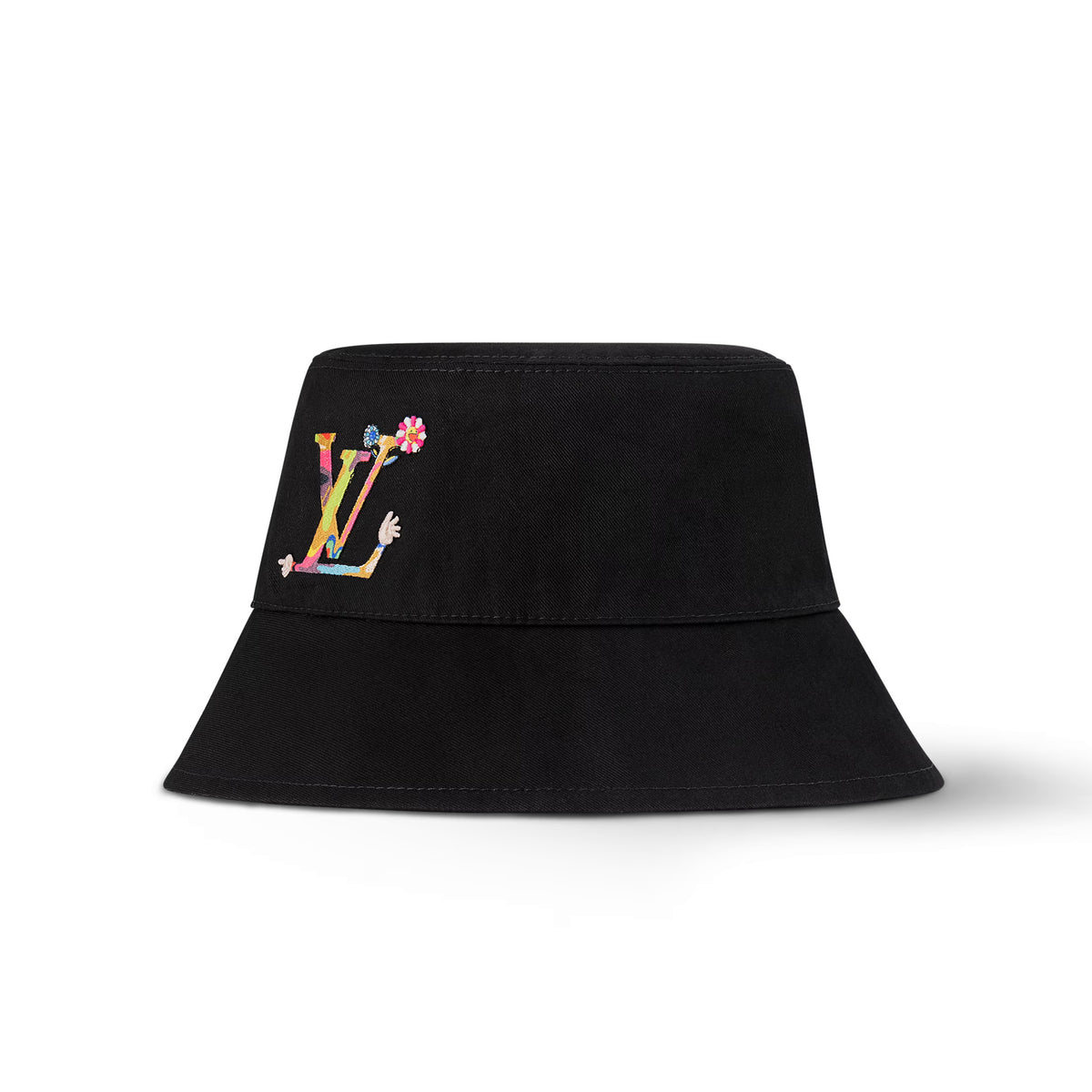 Louis Vuitton Men's And Women's Colorful Letters Embroidered Printed Cotton Reversible Fisherman's Hat Cap #75642