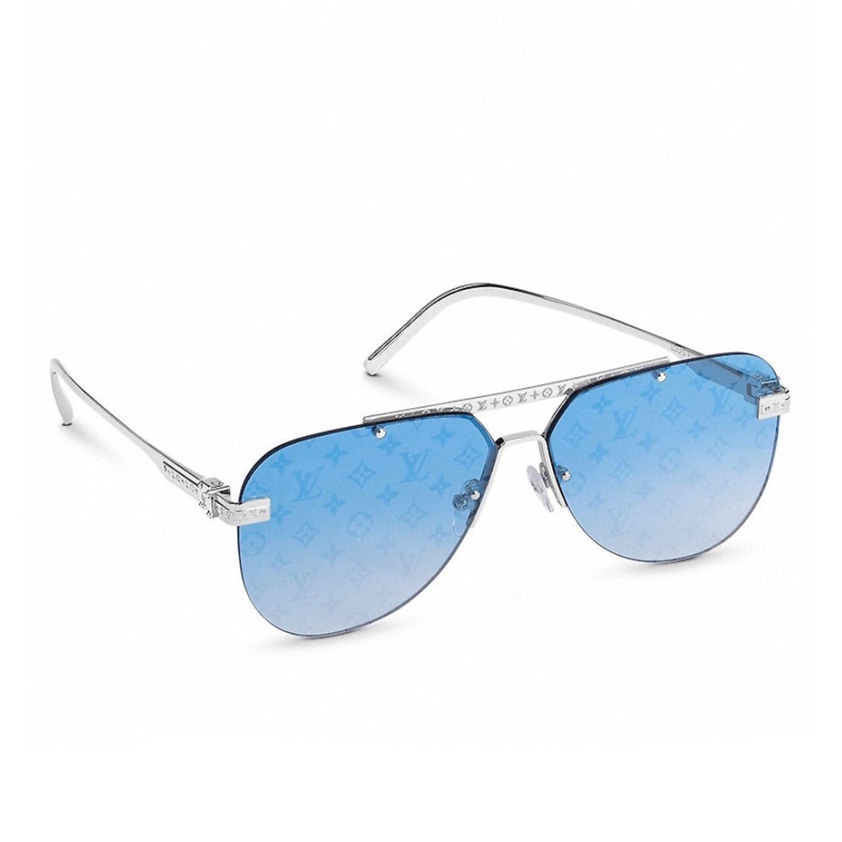 Louis Vuitton LV Gradient Print Blue Silver Frame Sunglasses Eyeglasses Glasses #81228
