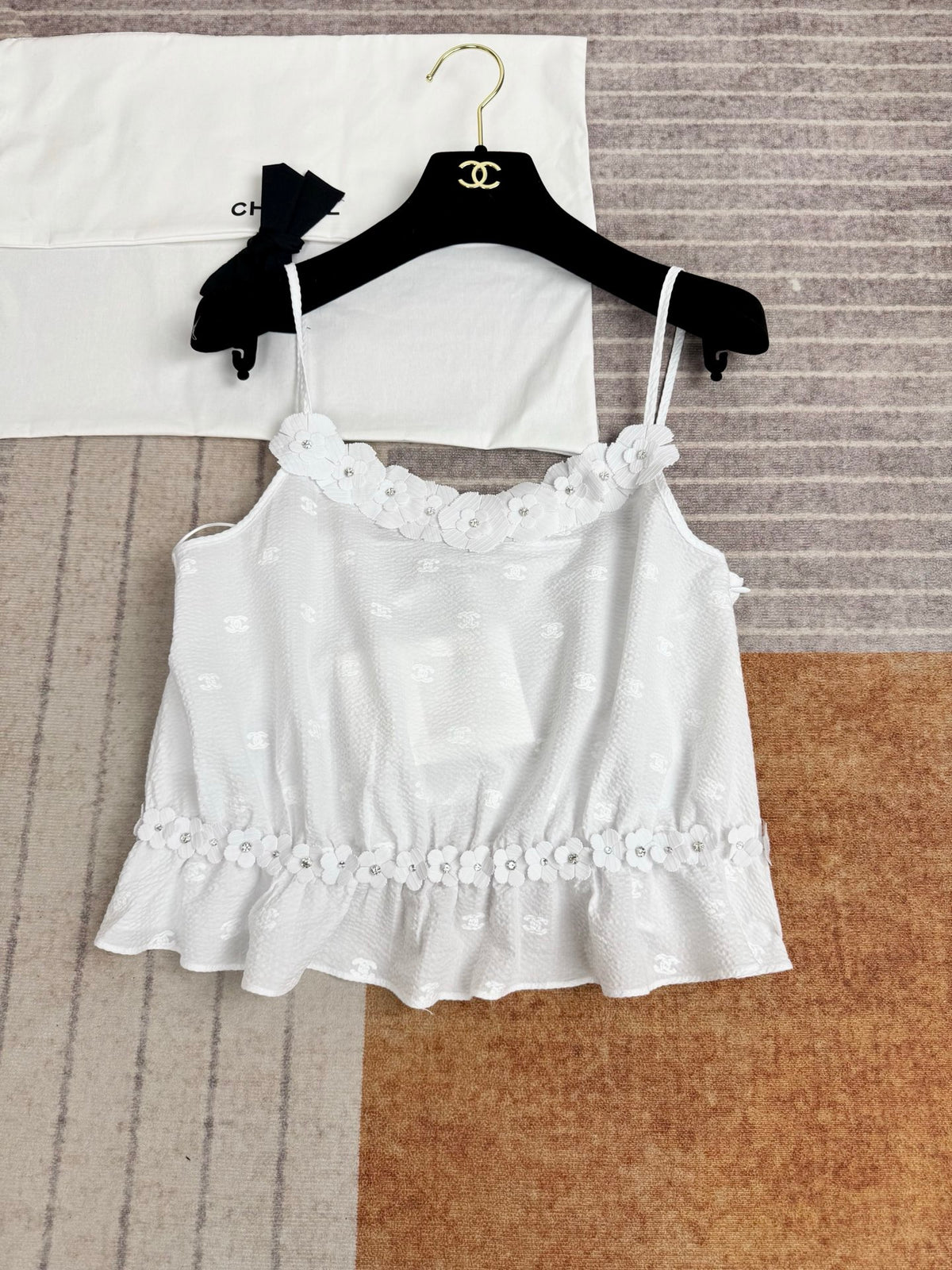 Chanel Top Embroidered Cotton White #377745