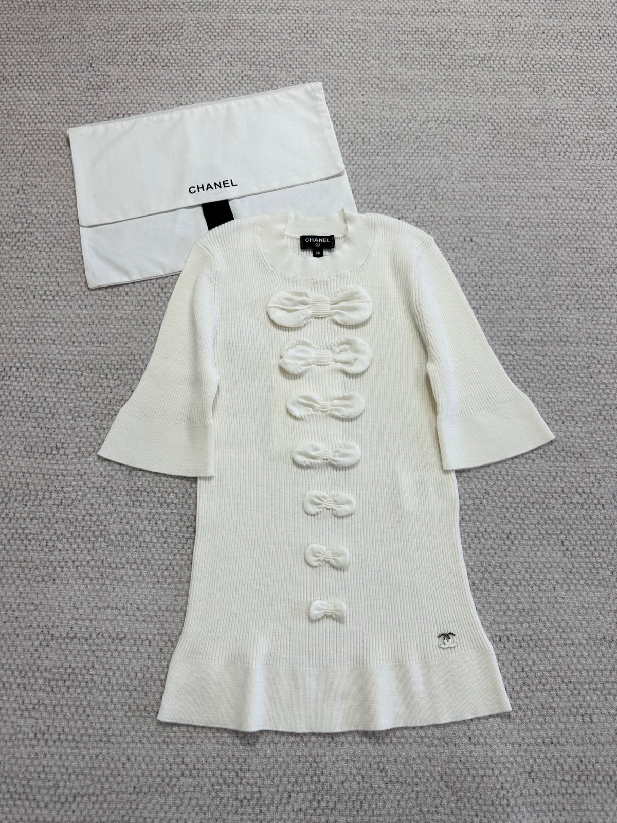 Chanel Top-quality Version Bow Knitted Short Sleeves #376427