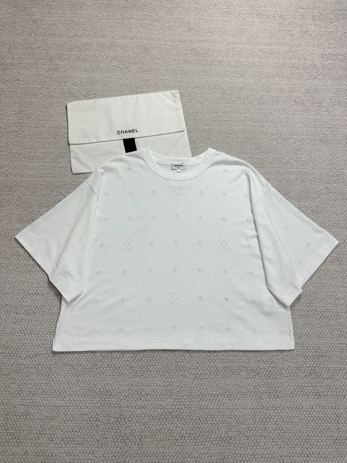 Chanel Top-Quality Version Short-sleeved Top Cotton White #377927