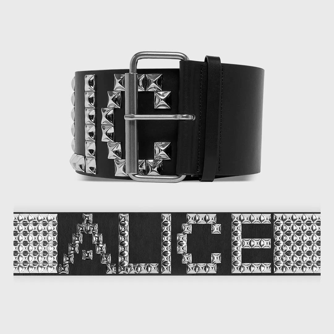 Alice Hollywood Men Women Fashion High Street Wide Rivet Belt Hip Hop Trend Solid Color Belt Ngvp #1815