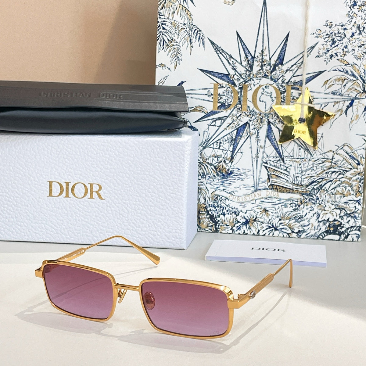 Dior Diorcannage S2u Sunglasses Women's Fashion Temperament Square Gold Silver Frame Elegant Glasses  Accessories #81389