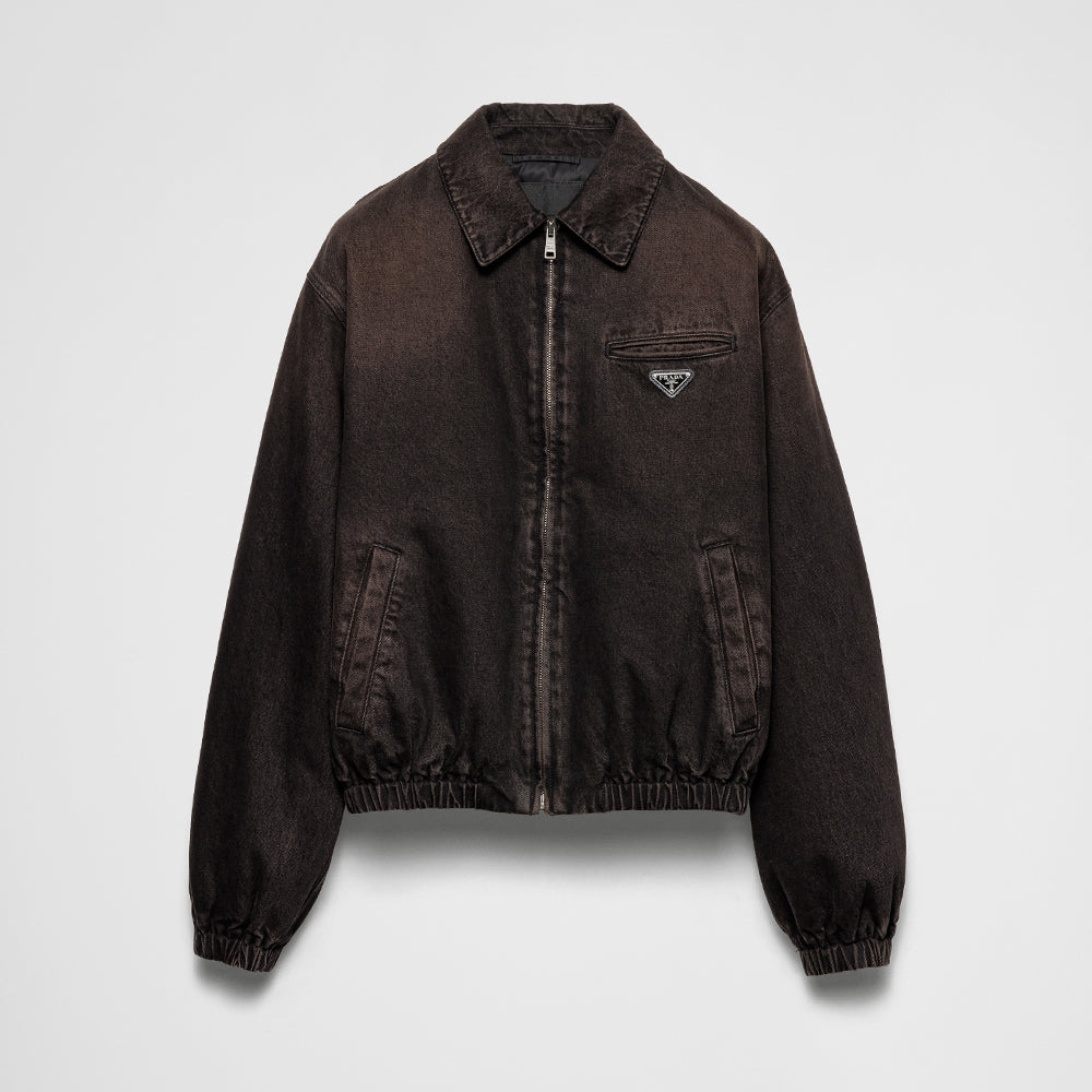 Prada Padded Denim Blouson Jacket Brown #304235