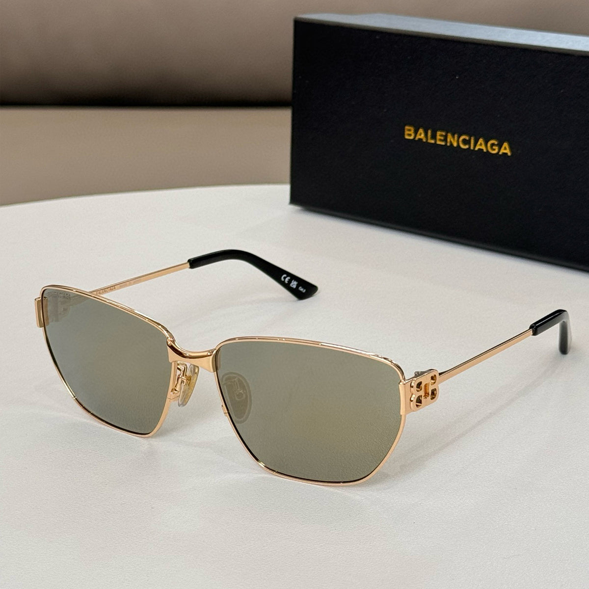 Balenciaga Men's And Women's Colored Glasses. Fashionable Metal Frame Sunglasses #71295