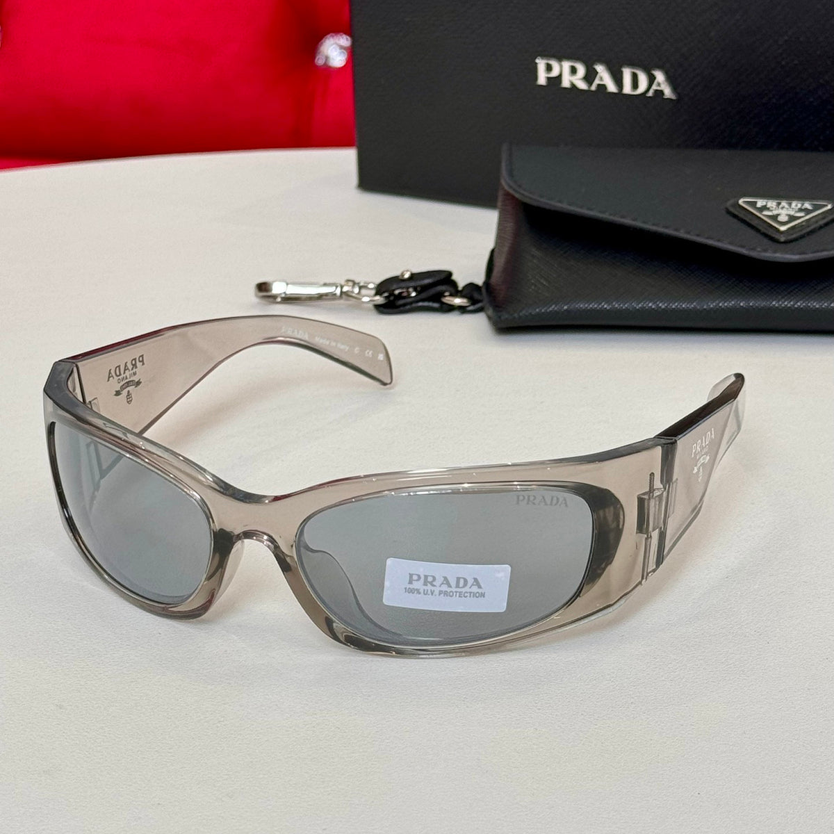 Prada Women's Logo Solid Color Acetate Irregular Shape Sunglasses Eyeglasses Glasses #76399