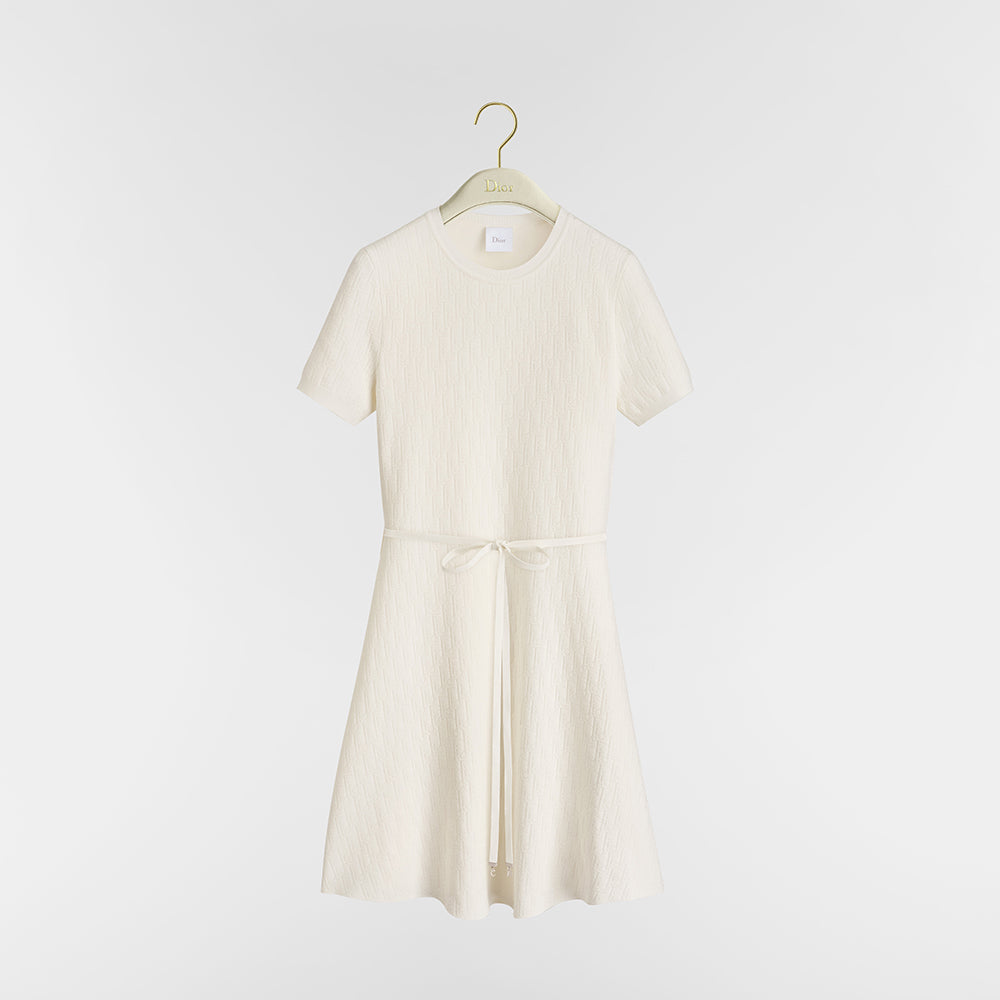 DIOR Short Belted Dress Ecru Dior Oblique Technical Jacquard #377958