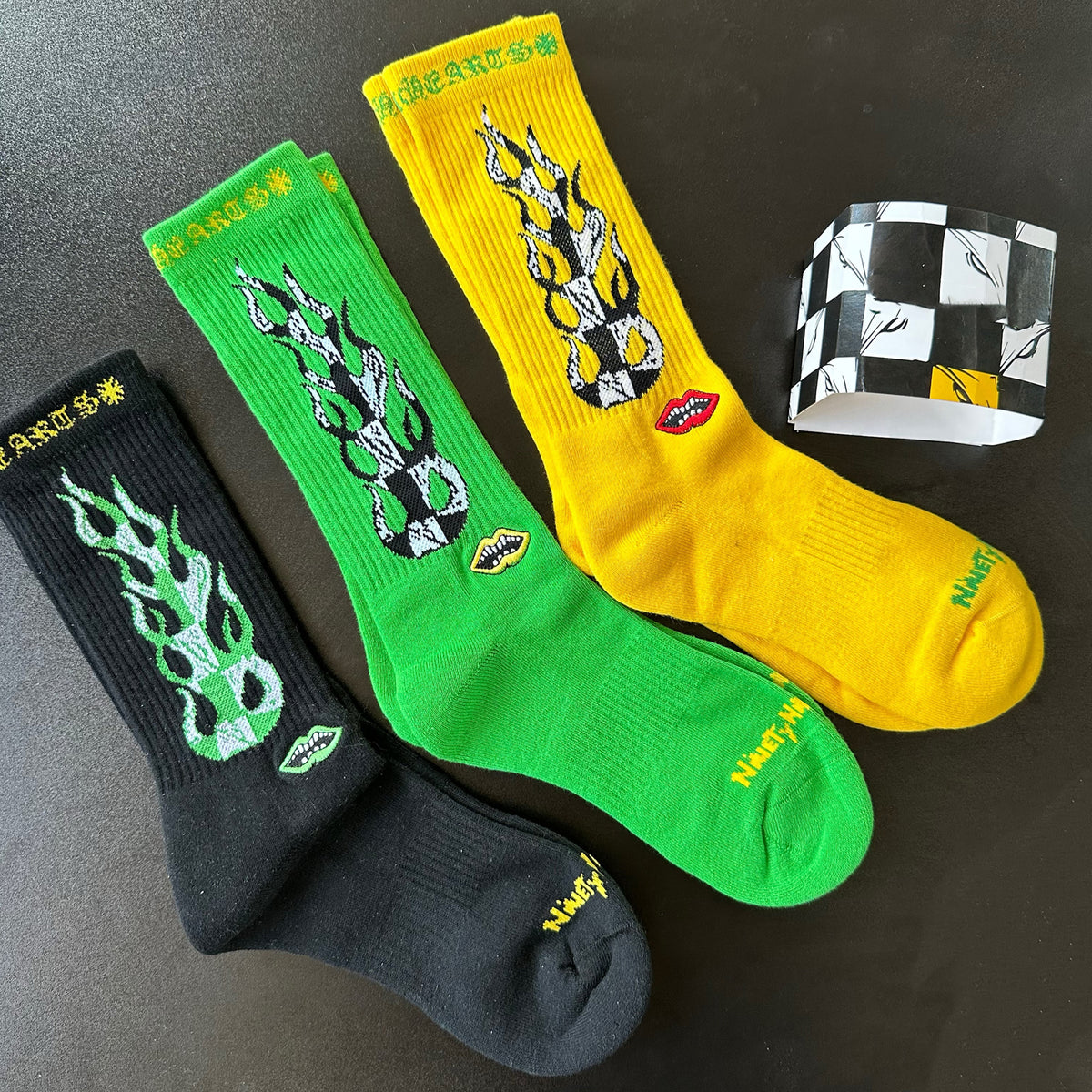 Chrome Hearts Men's And Women's Fashionable High Street Three-piece Set Skull Jacquard Long Socks Embroidered Lips Mid-calf Socks Trendy Cotton Accessories Ngvp  #2166