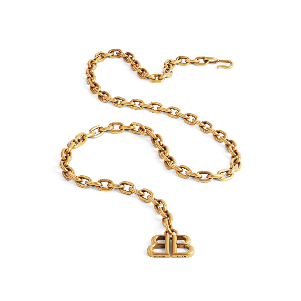 Balenciaga Women's Monaco Aged Gold Brass BB Print Chain Belt #76374