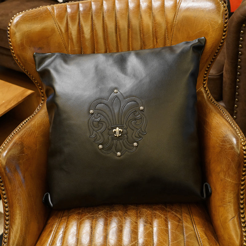 Chrome Hearts S925 Sterling Silver Cross Cowhide Car Cushion Leather Pillow Lumbar Pillow Living Room Sofa Cushion Accessories #4255