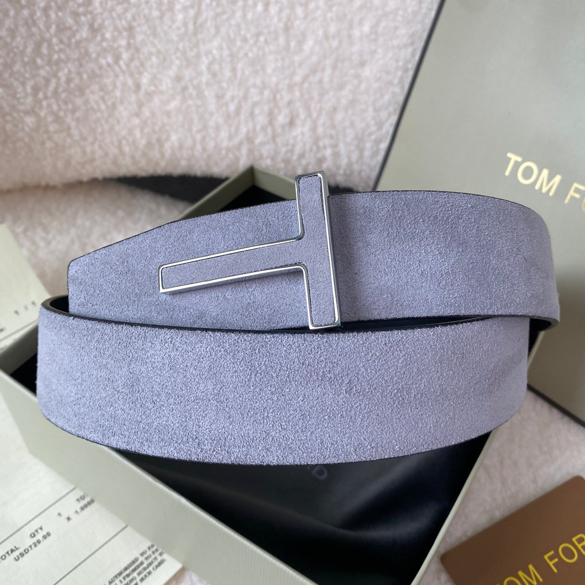 Tom Ford Men's Solid Color Reversible Calfskin Leather 4.0cm Belt #76311