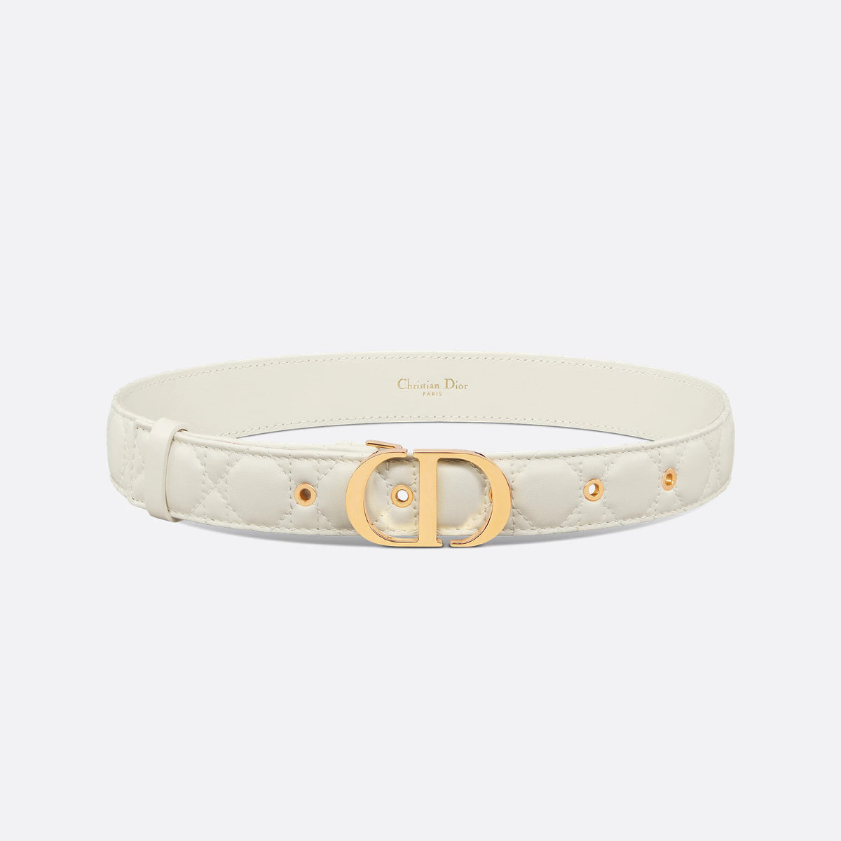 Dior Women's Embroidered Diamond Check Brass Buckle Solid Color Cow Leather Belt #76369