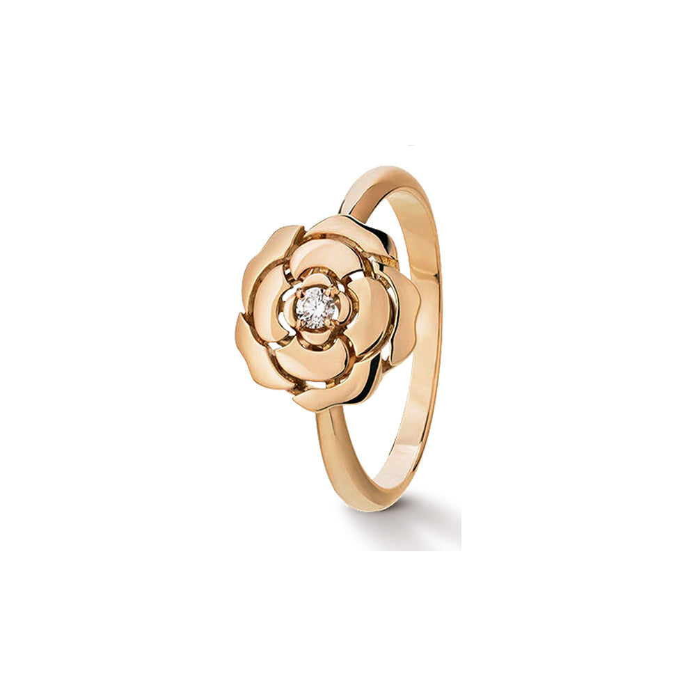 CHANEL Extrait de Camélia Ring Rose Gold Diamond J11662 #389829