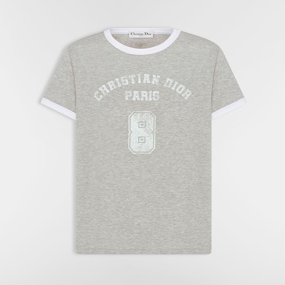 DIOR T-Shirt Gray and White Cotton Jersey #377461