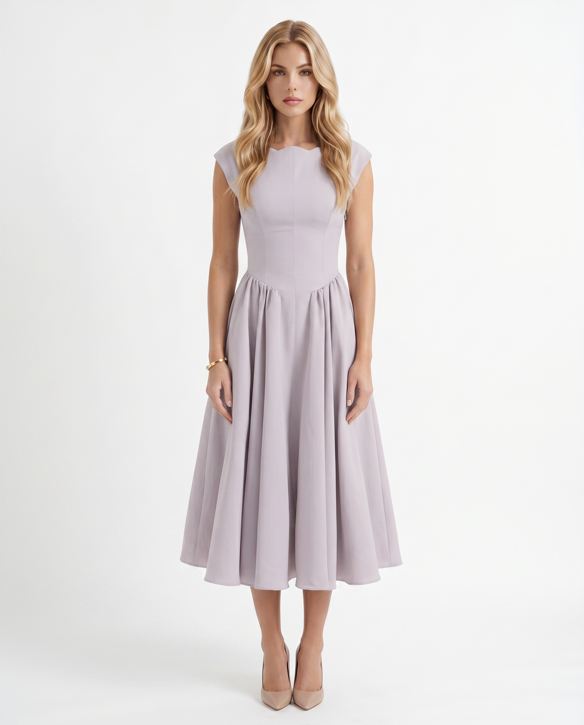 Anna Flare Midi Dress - Lavender