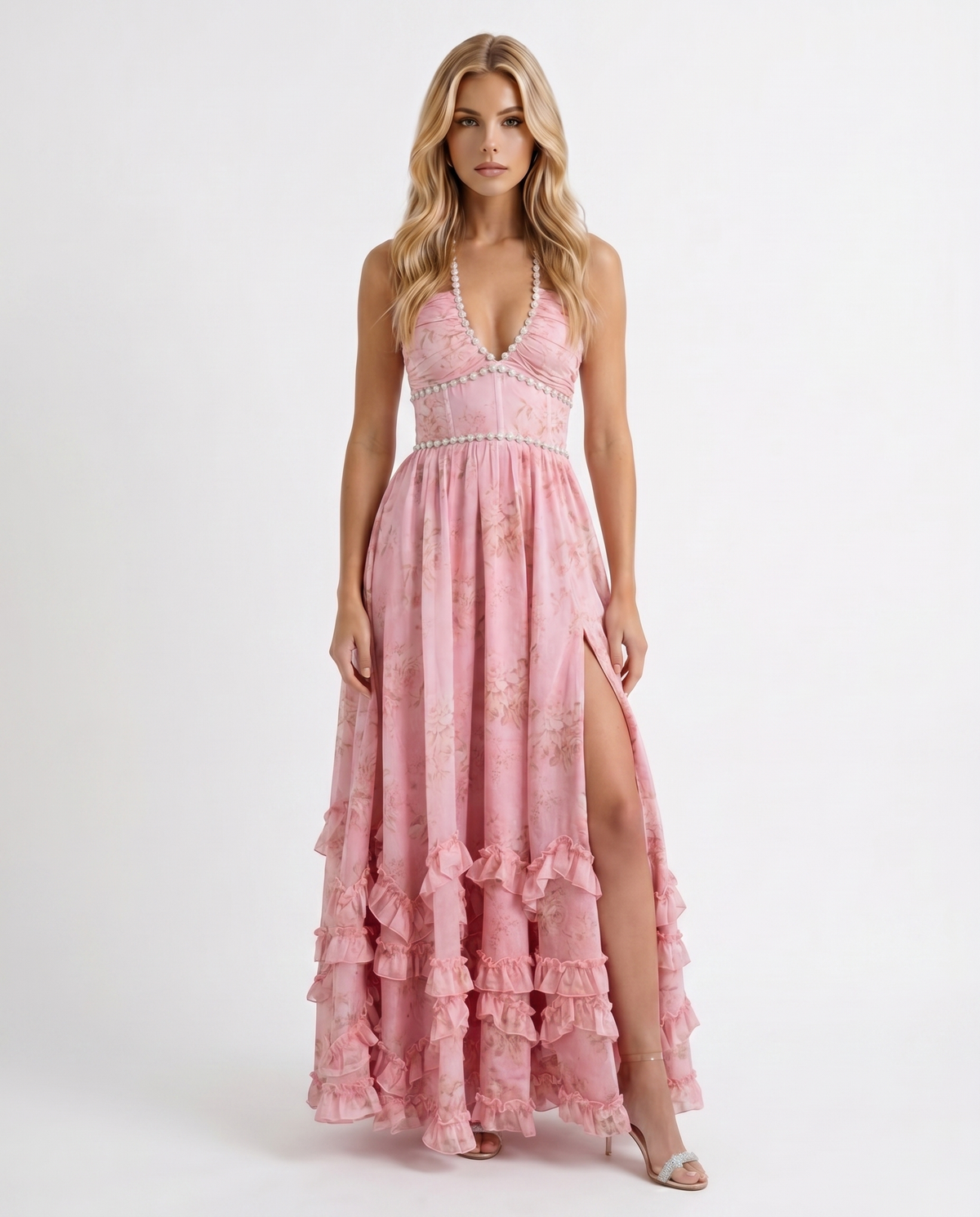Bianca Ruffle Maxi Dress - Ballet Rose